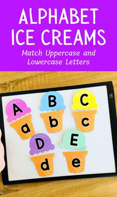 the alphabet ice creams match uppercase and lowercase letters to make letter matching cards