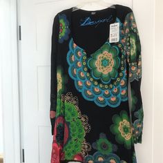 This New Desigual Dress/Tunic Is One That’s Hard For Me To Say Goodbye To. It Has Been In My Closet Way Too Long Without Even Getting The Tags Cut Off. I’ve Tried It On Several Times But Has Always Been Too Tight In The Shoulders For Me (I Just Bought The Wrong Size) But Was Hoping One Day It Would Fit Better. So Sad For Me But Might Be Your Lucky Day. Measurements Are In Pictures. Please Let Me Know If You Have Any Questions. From A Smoke Free Home. Offers Welcome Tags Need Removed! Desigual Dress, To Say Goodbye, Lucky Day, Dress Tunic, Tunic Dress, Gorgeous Dresses, Cut Off, One Day, Black Blue