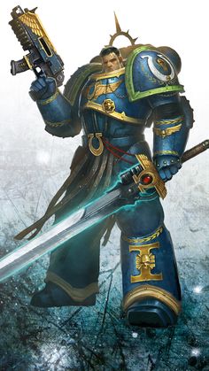 ghostavenger: Uriel Ventris, Captain of the Ultramarines 4th Company. Ultramarines 40k, Warhammer 40k Rpg, 40k Ultramarines, Space Marine Art, Warhammer 30k, Warhammer Art, Warhammer 40k Artwork