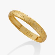 Embrace your Libra pride with this satin finish hinge bangle. Featuring an interior "Libra" engraving, the bracelet is adorned with the sign's constellation and shimmering crystals for a subtle yet beautiful effect. A perfect way to show off your personality and style. Fits wrists up to 7.25", with a hinged closure Finishes: Satin Silver, Satin Gold Nickel-free Adorned with Clear crystals Libra Gifts, Libra Zodiac, Clear Crystals, Hinged Bangle, Clear Crystal, Satin Finish, Constellations, Bangles, Satin