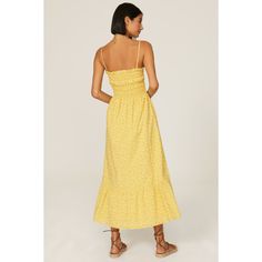 Yellow floral cotton blend (75% Cotton, 25% Rayon). Lining (100% Rayon). A-line. Square neck. Sleeveless. Pull-on. 48.5" from shoulder to hemline. Imported. Casual Yellow A-line Midi Dress, Yellow Solid Color A-line Midi Dress, Luxury Yellow A-line Midi Dress, Yellow Cotton A-line Sundress, Yellow Cotton A-line Midi Dress, Rent The Runway, Closet Designs, Yellow Floral, Square Neck