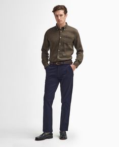 Suede Sateen Tailored Trousers Opt for a clean silhouette with our Barbour Sueded Sateen Tailored Trousers. Offering a great alternative to everyday jeans, this pair fits straight from the hip with a tapered fit below the knee. This sophisticated style is perfect for pairing with shirts and loafers for a contemporary look. Slim Fit Jeans With Welt Pockets, Classic Slim Fit Bottoms For Fall, Business Casual Jeans With Welt Pockets, Casual Straight Leg Business Pants, Casual Business Bottoms With Pressed Crease, Casual Fitted Pants With Pressed Crease, Casual Fall Business Bottoms, Casual Bottoms With Pressed Crease For Business, Slim Fit Cotton Chinos For Business Casual In Fall