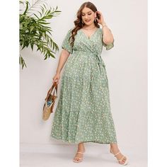 Elevate your summer wardrobe with the WhizMax Women's Plus Size V-Neck Wrap Maxi Dress. This enchanting light green dress is designed to flatter with its high waist and ruffle detailing, ensuring a graceful silhouette for any occasion. 

- Material: Soft, lightweight, and breathable fabric
- Color: Light green
- Size: 3XL
- Gender: Female
- Features: V-neckline, wrap design, short sleeves, comes with a belt

Perfect for casual outings or dressier events, this versatile piece promises comfort and Green V-neck Midi Dress With Ruffle Hem, Light Green V-neck Summer Dress, Green V-neck Dress With Ruffle Hem, Casual Light Green V-neck Dress, Light Green Summer Dress For Brunch, Light Green Short Sleeve Dresses For Spring, Light Green Short Sleeve Spring Dress, Green Ruffle Hem Maxi Dress For Summer, Green Maxi Dress With Ruffle Hem For Vacation