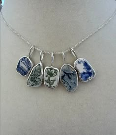 Handmade sterling silver necklaces with a unique sea pottery charm *Sterling silver chain is included! Jewelry Making Silver, Unique Charm Necklace, Silver Jewelry Making Ideas, Unique Jewelry Silver, Colorful Silver Jewelry, Funky Silver Jewelry, Sea Pottery Jewelry, Enamel Jewelry Diy, Soldering Crafts