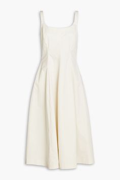 Shop on-sale VINCE. Cotton-blend twill midi dress for Woman. Browse the best deals from VINCE. and luxury fashion at The Outnet. Vince Midi Dress, Midi Dress With Court Shoes, Cheap Plain Midi Dress, Midi Dress No Heels, Fin And Vince Home, Minamalist Dress, Capsule Outfits, Knit Midi Skirt, Dress For Woman