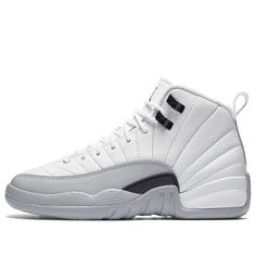 (GS) Air Jordan 12 Retro 'Wolf Grey' 510815-108 (SNKR/Basketball) White Fade-resistant Jordan Shoes For Light Sports, Fade-resistant White Jordan Sports Shoes, Gray Jordan Shoes For Light Sports, Gray Sporty Jordan Shoes For Light Sports, White Sneakers For Outdoor Sportswear, White Sportswear Sneakers For Outdoor, White Outdoor Sportswear Sneakers, High-top Basketball Shoes With Padded Tongue, High-top Basketball Shoes With Padded Tongue For Sports