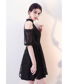 Buy little black lace short halter homecoming dress with beadings at wholesale price online. Free shipping and pro custom service since 2009. Black Lace Mini Dress For Prom, Black Lace Prom Dress For Summer, Black Lace Summer Prom Dress, Black Mini Dress For Homecoming And Prom Season, Black Mini Dress For Homecoming, Black Lace Prom Dress For Prom Season, Black Lace Dress For Prom Season, Black Halter Neck Dress For Prom Season, Black Halter Neck Dress For Prom