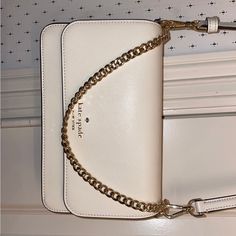 Kate Spade Cross Body Bag Brand New Still In Original Packaging Ordered Two By Mistake Retail $299 Elegant Cream Bag With Chain Strap, Luxury Kate Spade Shoulder Bag With Chain Strap, Kate Spade Rectangular Shoulder Bag With Chain Strap, Luxury Cream Kate Spade Bag, Kate Spade Cream Bag With Detachable Handle, Kate Spade Cream Bag With Gold-tone Hardware, Luxury Kate Spade Bag With Chain Strap, Chic Kate Spade Shoulder Bag With Chain Strap, Chic Kate Spade Bag With Chain Strap