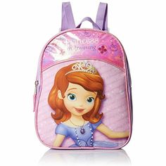 Disney Girls' Sofia PRINCESS IN TRAINING~Mini Backpack, PINK 11" X 9" X 2.75" Disney sofia the first mini backpack, made of 100 percent polyester for durability, this this trendy style is great for all-round use and has a main zippered compartment and adjustable shoulder straps for a custom fit and a locker loop for stowing. For your Princess In Training!!! Features One main compartment Adjustable shoulder straps 11" x 9" x 2.75" Pink/Purple Details Product Dimensions: 11.0 x 10.0 x 1.0 inches I Pink Bags For Back To School Gift, Pink Backpack For Playtime, Pink Standard Backpack For Playtime, Cute Pink Bags For School Events, Cute Pink Backpack For School Events, Pink Backpack For Playtime And Back To School, Pink Character Bag For Everyday Use, Pink Softback Backpack For End Of School Year, Pink Character Backpack