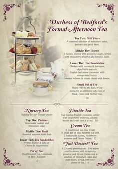 a menu for a afternoon tea party