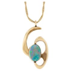 --Stone(s):-- (1) Natural Genuine Boulder Opal - Oval Cut - Bezel Set - Green, Blue, and Orange Plays of Color - 12.7x8.6mm (approx.) Material: Solid 14k Yellow Gold Weight: 16.34 Grams Chain Type: Twisted Rope Link Chain Length: 18 Inches Clasp: Hook Pendant Width: 20.9mm (0.82")(at widest area) Pendant Height: 38.8mm (1.5") (approx.) Pendant Thickness: 7mm (at the stone) (approx.) Stamp: STEIG 14k Condition: Designer. Shows some light wear. Original finish & patina preserved. Stock Number: MK-49060399-24051103 Sparkly Things, Rope Necklace, Blue And Orange, Boulder Opal, Bezel Setting, Bouldering, Link Chain, Oval Cut, Chain Lengths