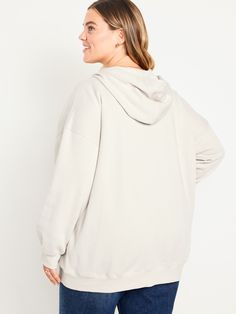 drawstring hood drop-shoulder sleeves full-zip front kangaroo pocket rib-knit trim oversized fit hits at hip models are approx.  5'9" and wear sizes s (4), l (12) and xl (18)machine wash according to the care instruction label Basic Oversized Hooded Sweatshirt, Beige Oversized Hoodie With Adjustable Hood, Oversized Beige Hoodie With Adjustable Hood, Oversized Sweatshirt With Double-lined Hood For Everyday, Basic Cotton Sweatshirt With Double-lined Hood, Full Zip Hoodie, Knit Cuff, Petite Size, Shoulder Sleeve