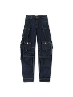 THE ATTICO ''Fern'' dark blue long pants Denim Cargo Jeans, Denim Cargo, The Attico, Jeans Cargo, Cargo Jeans, Airport Style, Shirt Skirt, Long Pants, Skirt Pants