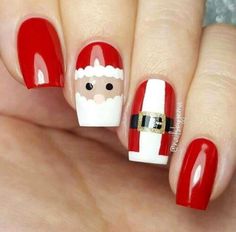 SANTA- press on nails-luxury nails-Christmas nails-holiday nails-glue on nails Santa Nail Art, Anting Manik, Santa Nails, Xmas Nail Art, Nagellack Trends, Cute Christmas Nails, Christmas Gel Nails, Christmas Nail Art Designs, Christmas Nails Acrylic