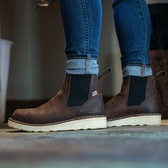 Women's Bull Run Chelsea 5" Brown Wedge Danner Bull Run, Chelsea Brown, Brown Chelsea Boots, Bull Run, Brown Wedges, The Bull, Pull On Boots, Boot Brands, Chelsea Boot