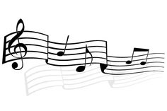 music notes are lined up in the shape of a treble on a white background