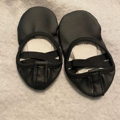 Brand New Adjustable Round Toe Dance Shoes, Black Synthetic Slippers With Rubber Sole, Non-slip Flexible Ballet Dance Shoes, Flexible Non-slip Ballet Dance Shoes, Flexible Round Toe Dance Shoes For Practice, Ballet Dance Shoes With Rubber Sole For Practice, Low-top Synthetic Dance Shoes With Rubber Sole, Black Slip-on Flat Slippers, Black Synthetic Slip-on Slippers