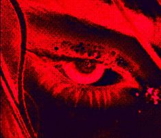 an image of the eye of a person with blood on their iris and red background