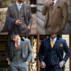 3 Piece Suit Men Classy, Peaky Blinders Wedding, Vintage Wedding Suits, Three Piece Suits, Groom Suit Grey, Peaky Blinders Suit, Suit Combinations, Suit Man, Slim Fit Suit Men