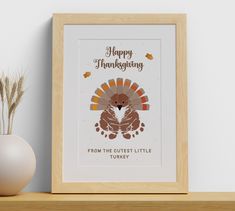 a framed thanksgiving card with a turkey on the front and happy thanksgiving from the closest little turkey