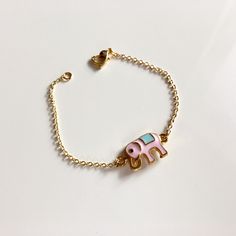 Excited to share this item from my #etsy shop: Gold Plated Lovely Elephant Bracelet, Cute Pink Elephant Charm, Kids Jewelry, Toddler Jewelry, Gift for Kids, Baby Jewelry, Animal Charms