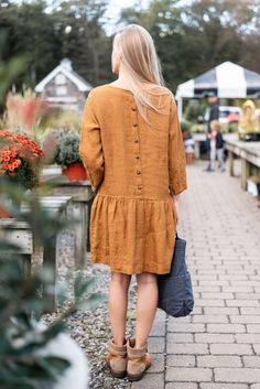 Boho linen dress gift for mom -medium weight linen - 100% European flax - pre-washed/pre-shrunk - soft and comfortable - great texture and lovely wrinkles Brown Cottagecore Dress For Summer, Bohemian Linen Midi Dress For Garden Party, Cottagecore Brown Dress For Spring, Bohemian Linen Midi Dress For Daywear, Summer Linen Long Sleeve Dress For Garden Party, Bohemian Linen Dress For Garden Party, Bohemian Brown Linen Dress, Brown Linen Spring Dress, Bohemian Daywear Linen Dress