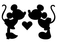 mickey and minnie mouse silhouettes with a heart