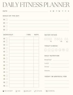 the daily fitness planner is shown in white