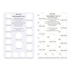 the printable measurement tool is shown in two different sizes and colors, with numbers on each