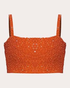 Simple tailoring meets elevated detailing in the Luciernaga top, a cropped silhouette decorated with all-over pailette embellishments. Style with the matching Luciernaga Sequin Skirt in Hot Orange for head-to-toe shimmer. Embroidered pailette embellishments 60% viscose, 40% polyester Dry clean only Made in Colombia Size & Fit Fits true to size Size XS: 33.85in bust Size S: 35.43in bust Size M: 37in bust Size L: 38.58in bust Size XL: 40.74in bust Note: Above measurements reflect No Pise La Grama' Sequence Skirt, Sparkly Crop Tops, Hot Orange, Sparkle Skirt, Sparkle Top, Formal Tops, Sparkly Top, Sequin Crop Top, Halloween Inspo