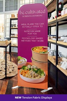 an advertisement for a new restaurant called be cultilinated, featuring two bowls of food