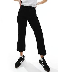 Jeans by ASOS DESIGN Let's get this straight​ Slim from waist to mid-thigh​ Relaxed straight leg​ High rise Zip fly Five pockets Mid-rise Black Pants With Frayed Hem, Black High-rise Cropped Jeans With Frayed Hem, Black High Rise Cropped Jeans With Frayed Hem, High Rise Black Cropped Jeans With Frayed Hem, Trendy Black Cropped Jeans With Frayed Hem, Black Cropped Jeans With Frayed Hem For Fall, Spring Mid-rise Black Cropped Jeans, Black Wide Leg Flare Jeans With Frayed Hem, Black High Waist Flare Jeans With Frayed Hem