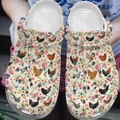 Chicken Flower Shoes - Chicken Farm Crocs Clog Gifts For Birthday Le Grinch, Crocs Clog, Crocs Crocband, Flower Farmer, Flower Shoes, Crocs Classic Clogs, Chicken Breeds, Chicken Farm, Crocs Shoes