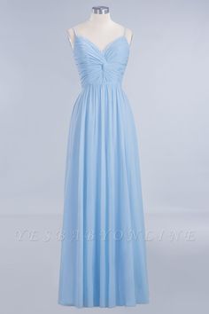 a light blue bridesmaid dress on a mannequin