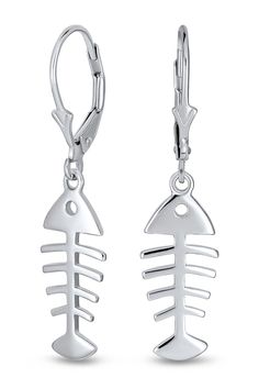 Sterling silver bare fish bone dangle earrings. Leverback. Approx. 1.45" L x 0.3" W. ImportedOrders cannot be shipped to Canada, Puerto Rico, APO, FPO or P.O. Boxes. Fish Bones, Bone Earrings, Jewelry Sterling Silver, Earring Crafts, Fish Bone, Bling Jewelry, Puerto Rico, Sterling Silver Jewelry, Nordstrom Rack