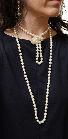 "Recently acquired from a NYC estate from a meticulous collector of fine jewels. These are 2 strands that have been worn together layered but are available and sold separately. The pearls match beautifully in a creamy white color. There is no clasp as they go over your head. The shorter strand can be comfortably wrapped around a 7\" size wrist for a multi row bracelet. Pearls: Akoya measurements: 8 - 8.5 mm color: creamy white with pinkish overtones shape: round lustre: high blemishes: minute to Luxury Double Strand Pearl Necklace For Formal Occasions, Classic Long Evening Necklace, Victorian Pearl Chain Necklace For Formal Occasions, Classic Polished Beads Jewelry For Formal Occasions, Antique Pearl Chain Jewelry For Formal Occasions, Classic Evening Necklace With 17 Jewels, Luxury Multi-strand Necklace For Formal Occasions, Elegant 108 Beads Jewelry Gift, Antique Pearl Chain Necklace For Formal Occasions