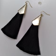 Nwt , Gold Hoop Earrings * Black Color * Fringe Drop Earrings * Light Weight, * 4” Long By 1/2” Wide Aprox Golden Earrings, Business Idea, Earrings Black, Fringe Earrings, Jewelry Business, Earrings Color, Gold Hoop, Earring Backs, Gold Hoop Earrings