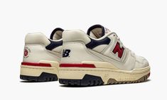 The Aimé Leon Dore x New Balance 550 “White/Navy-Red” is an April 2021 collaboration between Teddy Santis’s New York based streetwear brand and New Balance.  Debuting in 1989 as part of New Balance’s basketball collection, the 550 was never worn exclusively by one player or tied to any specific memorable moments in the NBA.  The shoe would become phased out and mostly forgotten until Aimé Leon Dore worked with New Balance to re-release and reinvigorate it in 2020.  The retro design displays a sm Urban New Balance Basketball Shoes For Streetwear, Casual New Balance Basketball Shoes, Urban New Balance Basketball Shoes For Sports, Navy Urban Sneakers For Streetwear, Navy Sneakers For Streetwear, 550 Aime Leon Dore, Zapatillas New Balance, Trendy Shoes Sneakers, Aime Leon Dore