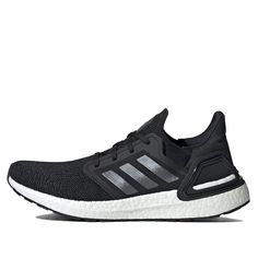 adidas UltraBoost 20 Core Black Marathon Running Shoes/Sneakers Black Running Shoes For Streetwear, Black High-top Sportswear Running Shoes, Adidas Sneakers With Boost Midsole For Sports Season, Black Running Shoes With Boost Midsole, Black Sportswear Running Shoes With Boost Midsole, Athleisure Running Shoes With Boost For Sports Season, Black Sportswear Running Shoes For Light Sports, Athleisure Black Running Shoes, Black Sporty Running Shoes