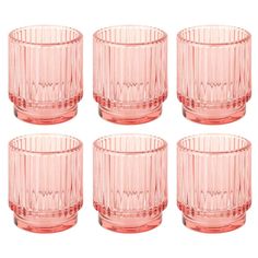 Ribbed Glass Votive Candle Holders - Aesthetic Decor & Candle Holders for Table Centerpiece-Set of 6-Koyal Wholesale-Blush Pink- Shelf Fillers, Brown Candle Holders, Vintage Glass Candle Holders, Vintage Wedding Centerpieces, Mini Candle Holders, Trending Wedding, Glass Votive Candle Holders, Antique Candles, Glass Votive Holders