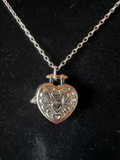 Silver heart locket pendant on 16 inch .925 sterling silver roll chain Keepsake Double Heart Locket Jewelry, Valentine's Day Gift Heart Necklace With Box Chain, Double Heart Locket Jewelry For Gift, Open Heart Locket Jewelry For Keepsake, Gift Heart Pendant Jewelry With Box Chain, Sterling Silver Open Heart Keepsake Necklace, Open Heart Keepsake Locket, Sterling Silver Heart Pendant Locket Necklace For Keepsake, Silver Heart Locket Necklace For Anniversary