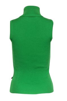 Get the best of both worlds with this two-toned Dolce & Gabbana turtleneck! This sleeveless sweater features a deep, lush purple on the front and surprises you with a bold and vivid green hue on the back. The sleeveless design makes this the perfect layering piece for the fall. Pop this on with a blazer for the office or switch it up to something a little more casual by wearing a denim jacket. However you choose to rock this piece, you will be turning heads! Size 4 (IT 40) 60% Merino Wool, 40% A Green Knit High Neck Top, Green High Neck Knit Top, Green High-neck Knit Top, Green Knit Turtleneck Top, Fitted Turtleneck Sweater Vest For Fall, Trendy Fitted Crew Neck Vest, Green Ribbed High Neck Top, Fitted Ribbed Sleeveless Sweater, Green Stretch Tank Top For Fall