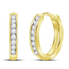 Amazing Diamond hoop earrings in yellow gold, round diamonds set in a channel set, perfect for a special occasion or everyday wear. Diamond approx weight-.25ctw The Color on your screen may not reflect actual gemstone color due to variations in monitors. Round Diamond Setting, Diamond Hoop Earrings, Channel Set, Gold Hoop, Gold Hoop Earrings, Diamond Earrings Studs, Diamond Studs, Round Diamond, Online Jewelry