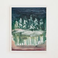 a painting with trees in the background