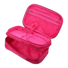 Item Function: 1. Made of Nylon, durable, waterproof, scratch resistant, and easy to fast dry, which can effectively protect all your cosmetics. 2. Portable Design: Cosmetic travel bag is portable and easy to carry, keeps all your daily organized and is suitable for travel and at home use. 3. Easy To Use: This cosmetic bag has a zipper design, which makes it convenient to open. 4. Large Capacity: This Makeup Bag has enough space to store your makeup and cosmetic accessories, toiletries, or anyth Functional Pink Travel Accessories With Zipper Closure, Pink Storage Case With Zipper Closure, Pink Zipper Closure Storage Case, Portable Pink Pouch Case, Pink Portable Pouch Cases, Pink Rectangular Zipper Pouch Travel Accessory, Portable Pink Travel Case, Functional Pink Rectangular Travel Accessories, Functional Pink Rectangular Pencil Case