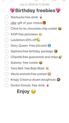 the birthday list for someone who likes to have their own food and drinks on it