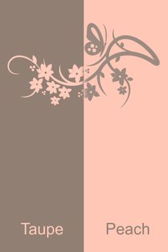 the words taupe and peach are shown in two different color palettes, each with flowers