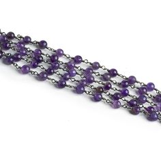 Lot of 9ft - 5-6mm Amethyst Black Gold Chain - The Bead Traders Black Amethyst Gemstone Beads Jewelry, Black Amethyst Beads Jewelry 8mm, Black Amethyst 8mm Bead Jewelry, Black Beaded Amethyst Jewelry, Amethyst Beaded Chain For Jewelry Making, Purple Amethyst Beaded Chain Jewelry, Black Gold Chain, Gold Plated Chains, Blue Opal