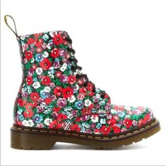 Dr. Martens Women's 1460 Pascal 8-Eye Wild Poppy Flowers Black Will Poppy Leather Us 7 Eu 38 Uk 5 New W/O Original Box. Sold Out And Discontinued! Model 2014!! Shoes Dr Martens, Dr Martens Womens, Wild Poppies, Flowers Black, Poppy Flowers, Dr Martens Shoes, Martens Shoes, Poppy Flower, Dr. Martens