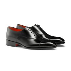 Black Luxury Oxfords With Rubber Heel Cap, Luxury Black Oxfords With Rubber Heel Cap, Black Calf Leather Oxfords With Leather Sole, Classic Wingtip Dress Shoes With Red Sole, Formal Leather Shoes With Red Sole And Plain Toe, Classic Oxfords With Red Sole For Galas, Sleek Patent Leather Oxfords With Rubber Sole, Evening Oxfords With Leather Sole And Plain Toe, Luxury Black Plain Toe Oxfords